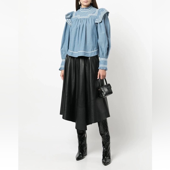 Ulla Johnson Mock Neck Long Sleeve Crop Top - Picture 5 of 10